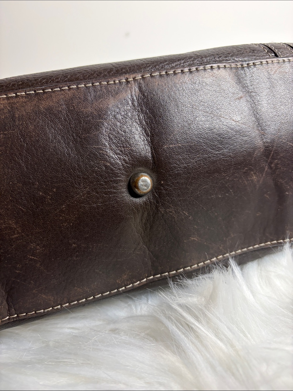 Danier Dark Brown Leather Satchel with Metal Logo Plate - Picture 12 of 16